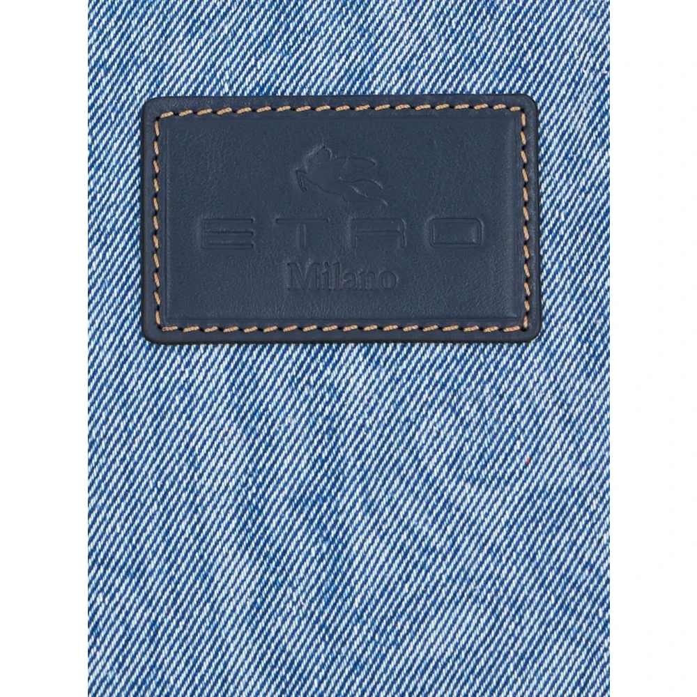 ETRO Denim Shopper met Amebas Patroon Blue Heren