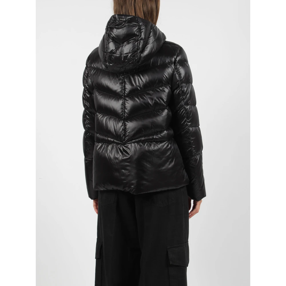 Herno Nylon Chevron-Quilted Donzen Jas Black Dames