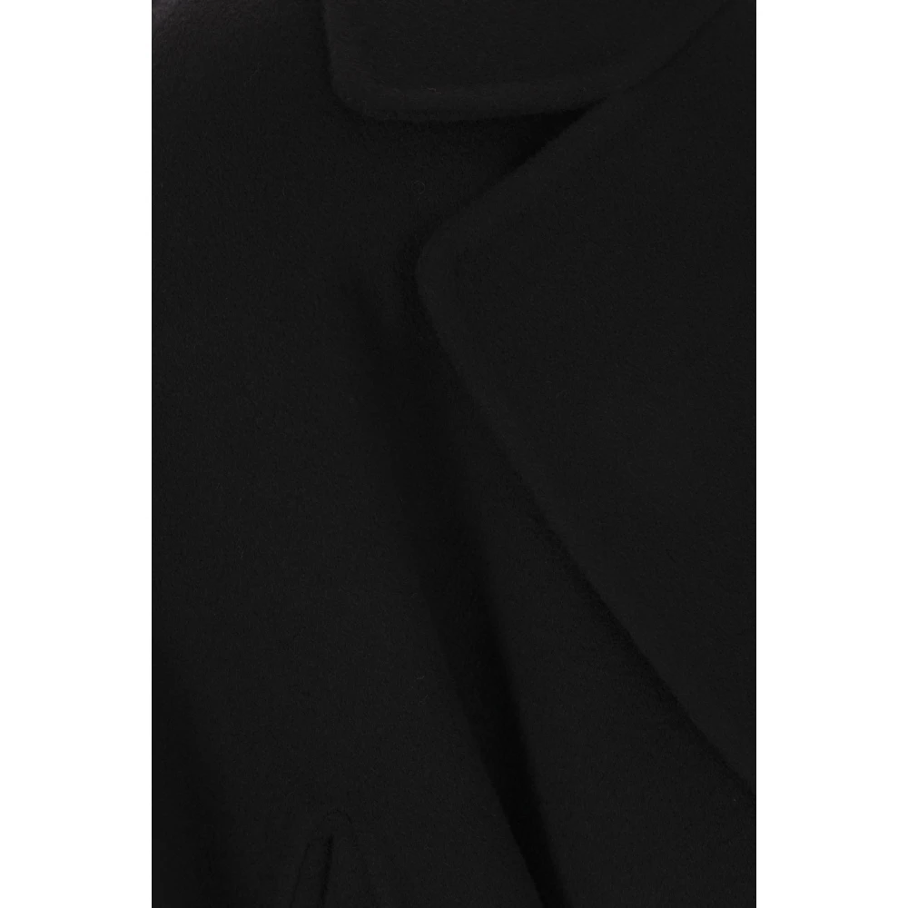Max Mara Zwarte wollen overjas met klassieke revers Black Dames