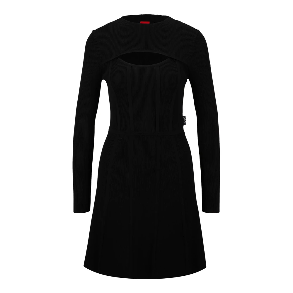Hugo Boss Uitlopende jurk met uitsnijding Black Dames