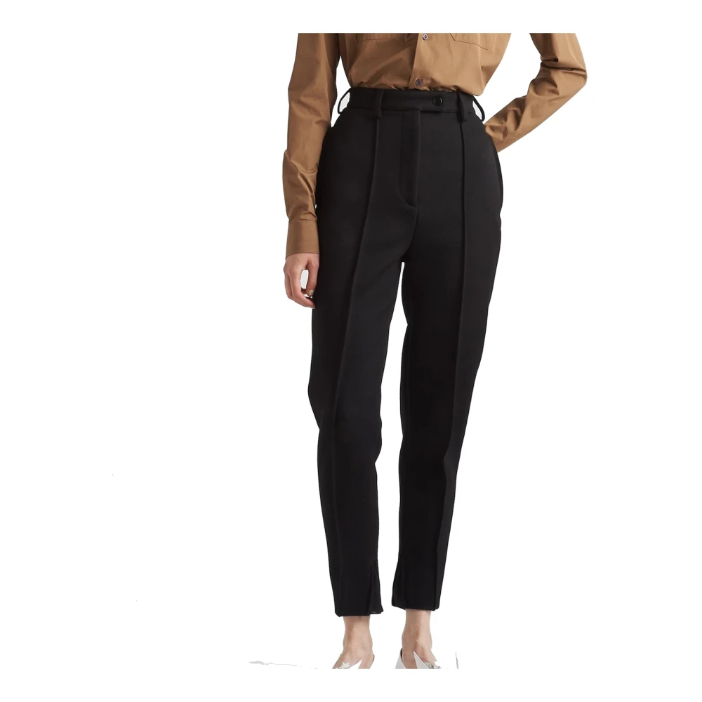 Prada Wollen broek met hoge taille Black Dames