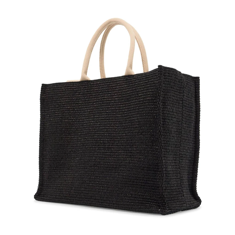 Marni Raffia-effect Tote Tas Black Dames