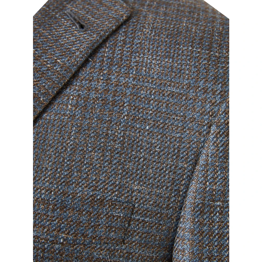 Corneliani Luxe Wol Zijde Linnen Jas Blue Heren