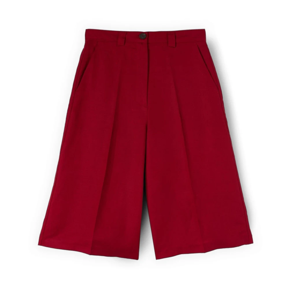 Motivi Vrouw Rood Korte Broeken Dames, Xs, Linnen, Linnen Lyocell Mix Bermuda Shorts