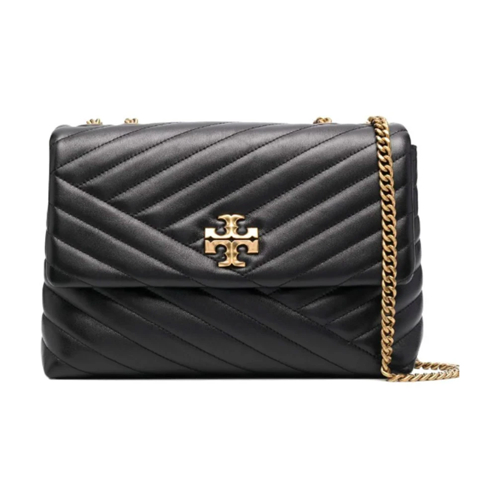 TORY BURCH Zwarte Matelassé Chevron Leren Schoudertas Black Dames