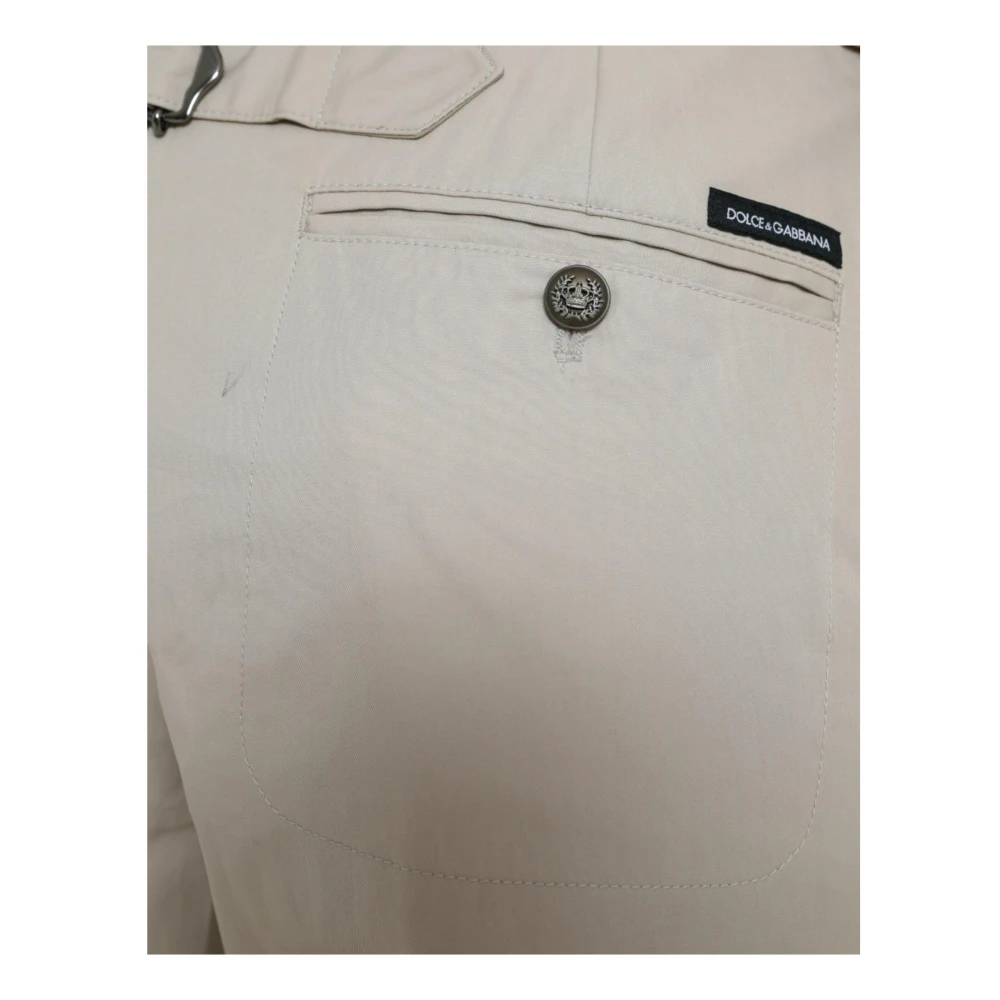 Dolce & Gabbana Hoge taille katoenen taps toelopende broek Beige Dames