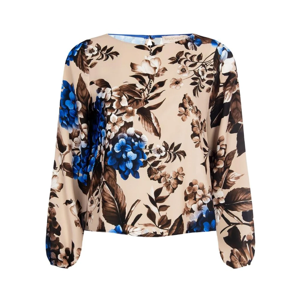 Rinascimento Women's Floral Round Neck Long Sleeve Blouse