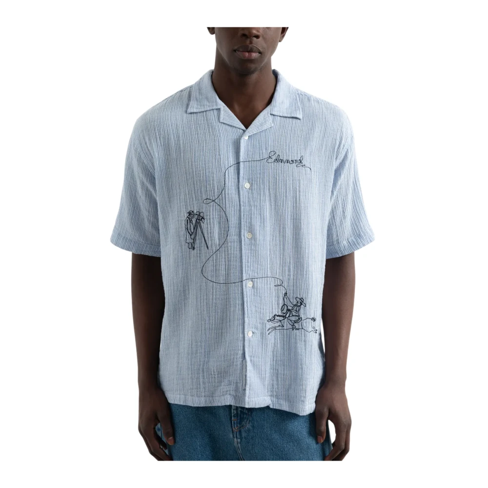 Edmmond Studios Men's Blue Western Shirt - Short Sleeve Shirts - M - Shirts