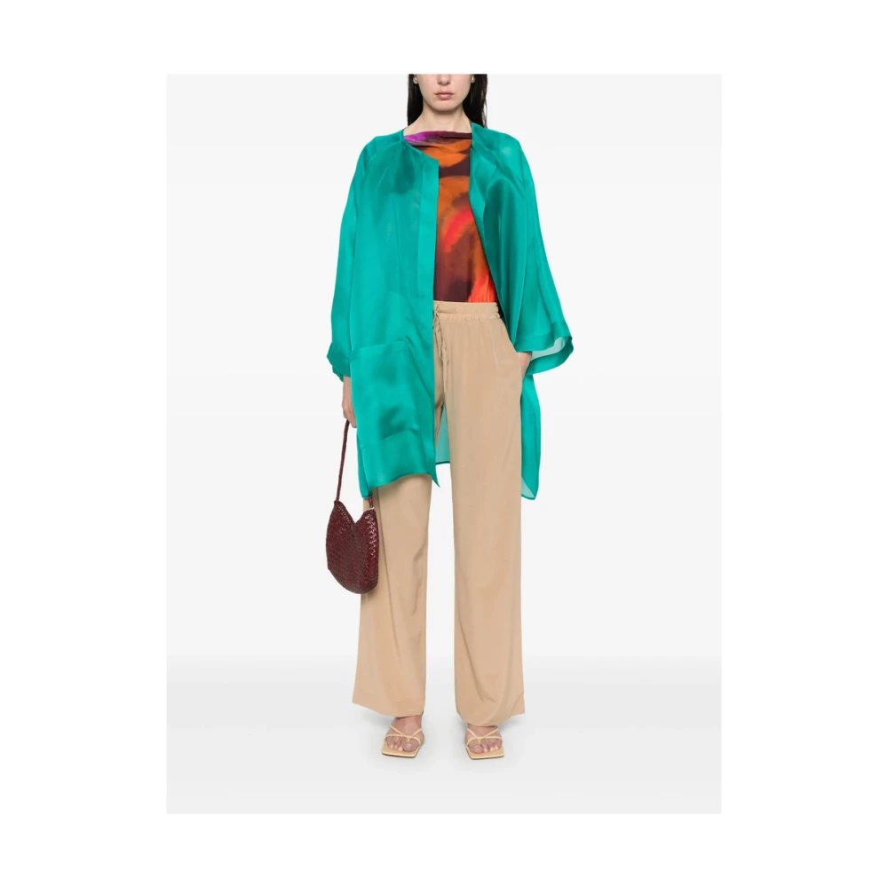 Gianluca Capannolo Teal Blue Open Front Jas Blue Dames