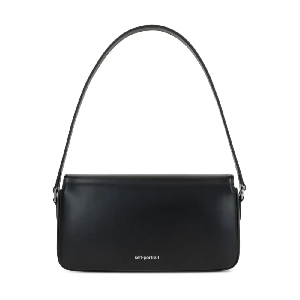 Self Portrait Zwarte leren tas met kristallen strik Black Dames