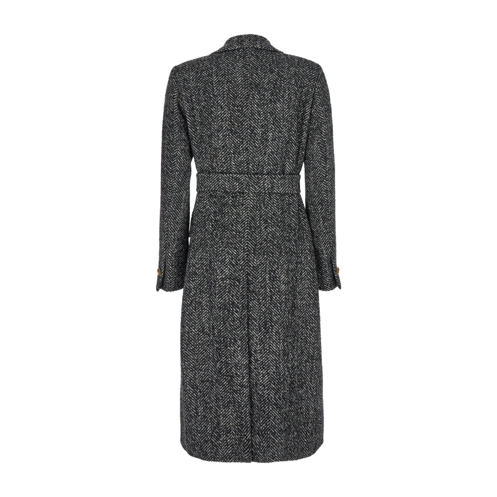 Tagliatore Dubbelrijige Zwart & Witte Wollen Jas Gray Dames