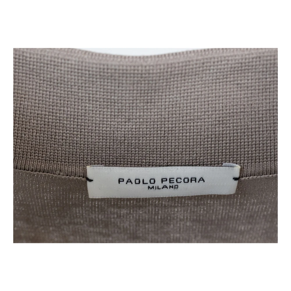 Paolo Pecora Gebreid Overhemd Zand Gray Heren