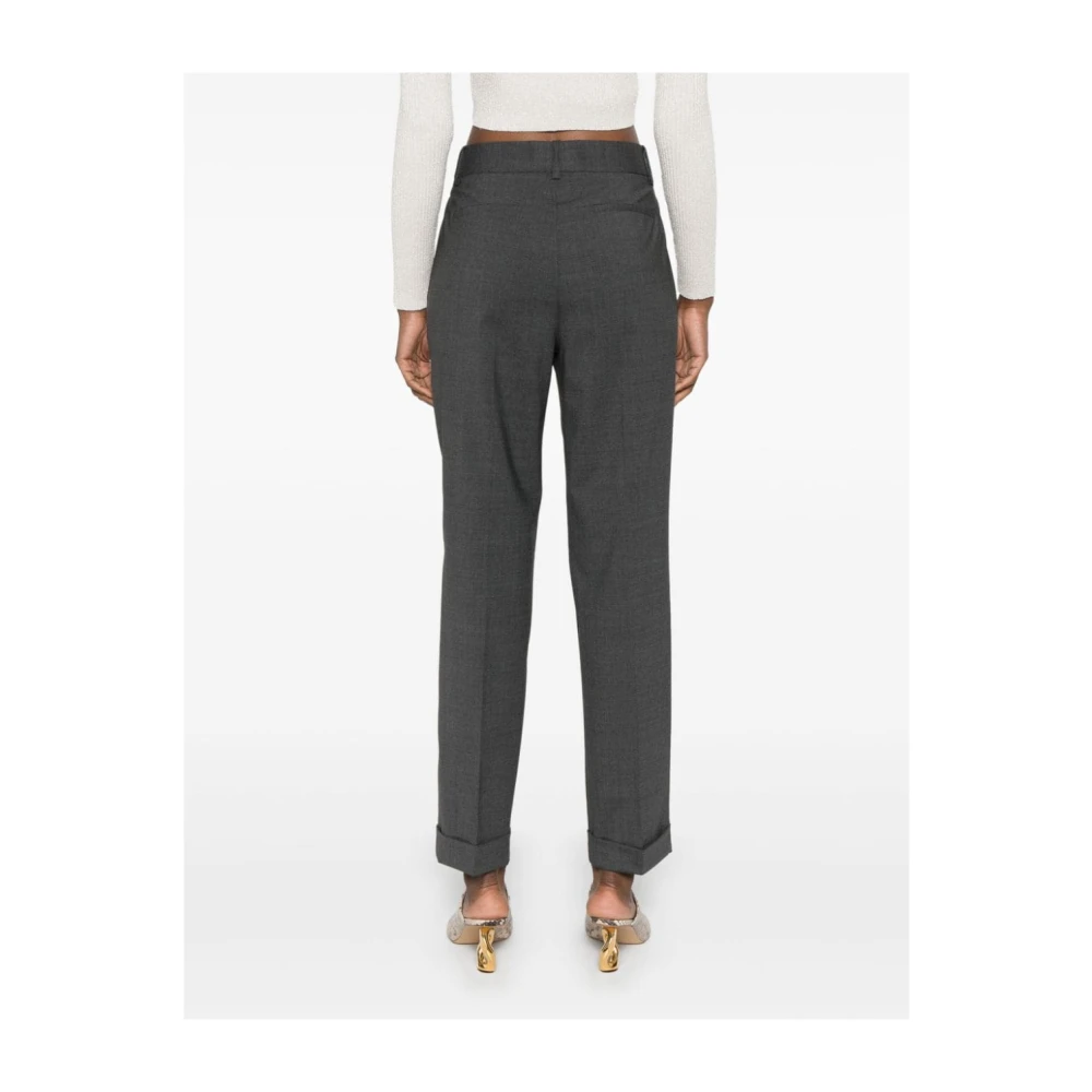 P.a.r.o.s.h. Grijze Slim-Fit Broek Verhoog Stijl Gray Dames
