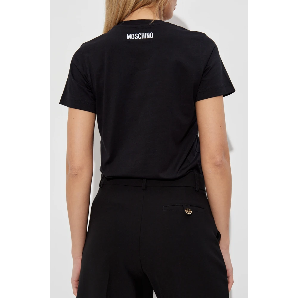 Moschino Katoenen T-shirt met ronde hals Black Dames