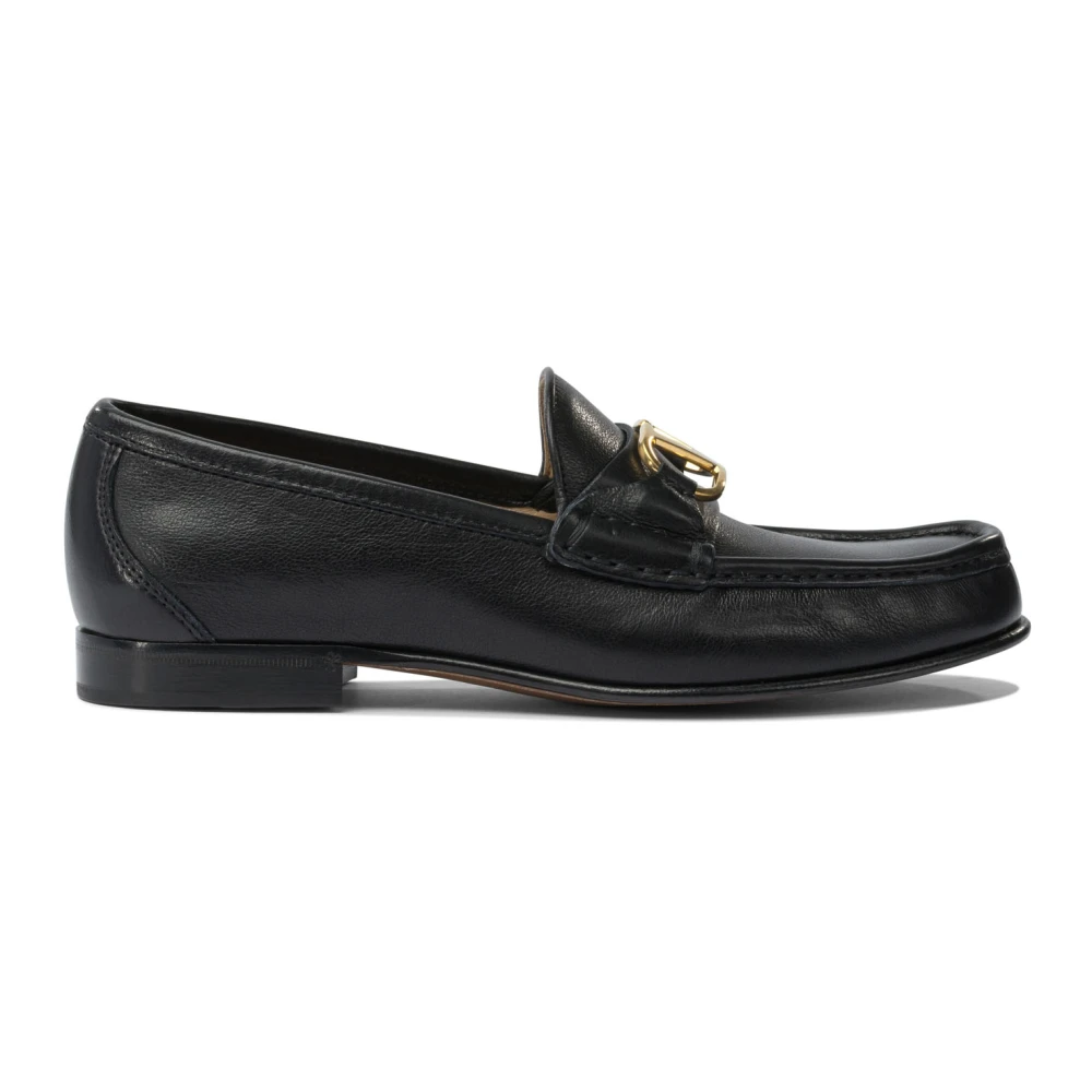 Valentino Gold/Black Vlogo Signature Leather Loafer - Image 2