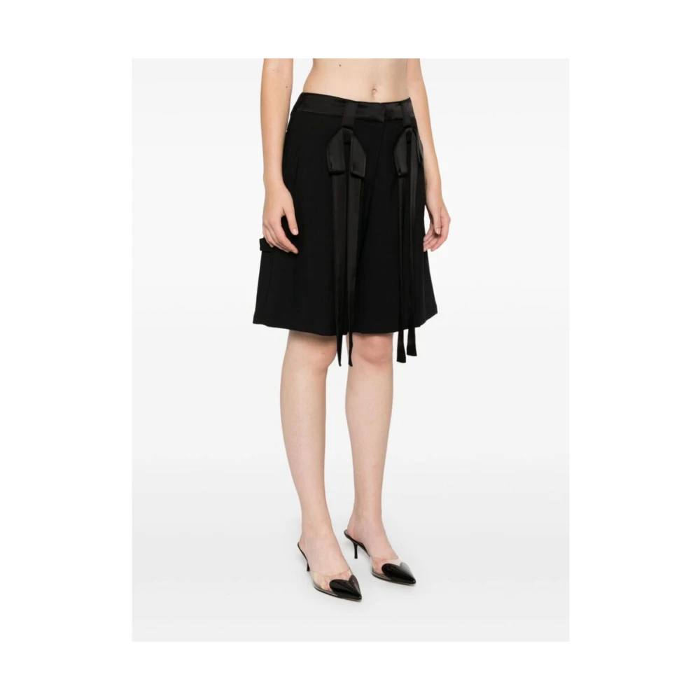 David Koma Zwarte Wollen Blend Strik Detail Shorts Black Dames