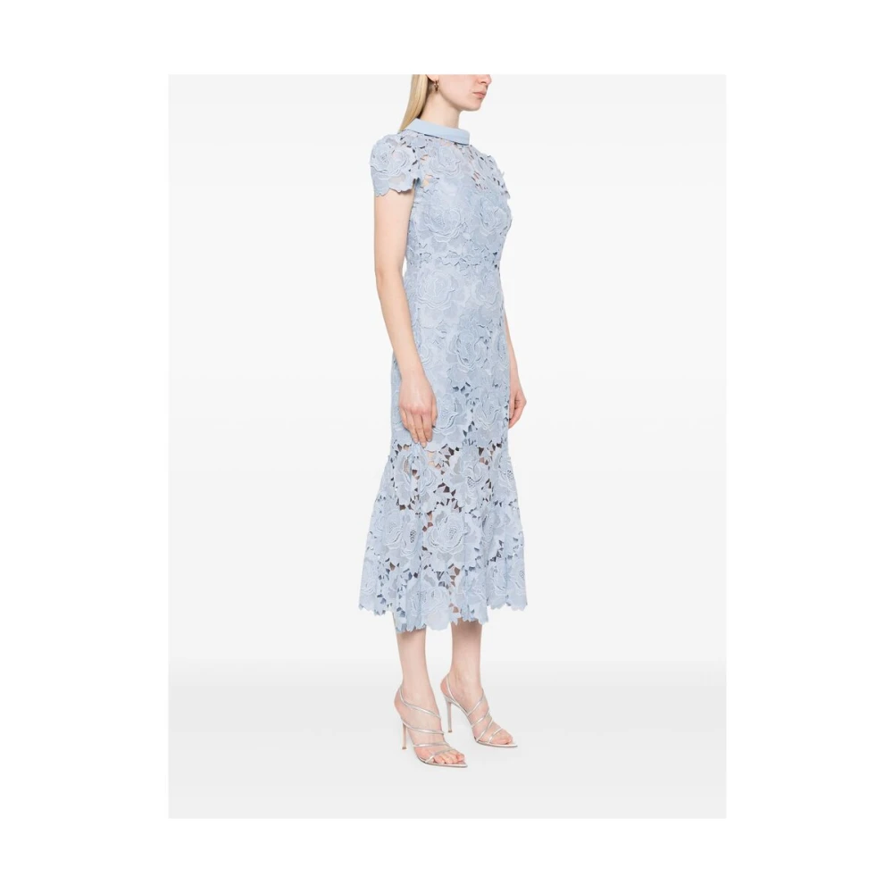Self Portrait Uitlopende Zoom Blauwe Jurk Blue Dames