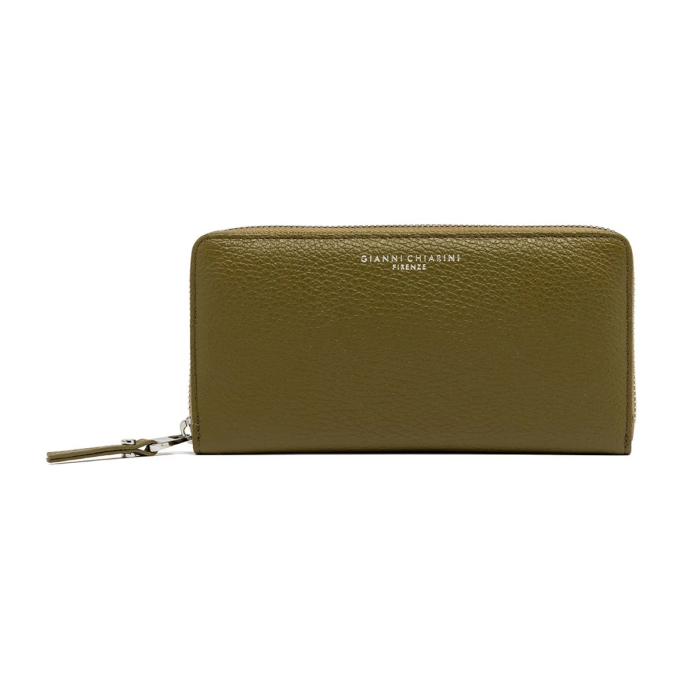 Gianni Chiarini Groene leren portemonnee met ritssluiting Green Dames