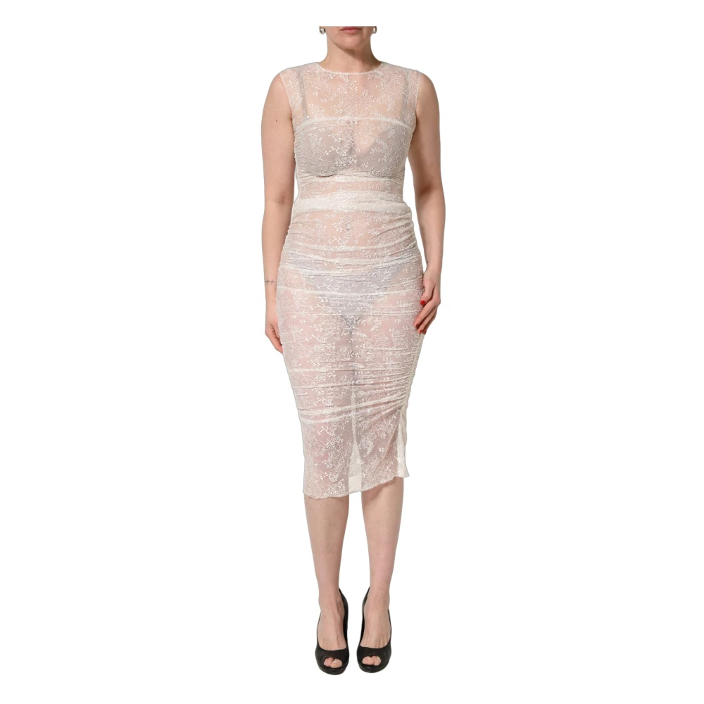 Dolce & Gabbana Women's White Sheath Midi Dress - Midi Dresses - S - Dresses