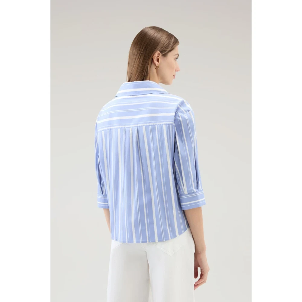 Woolrich Gestreepte katoenen blouse voor vrouwen Blue Dames