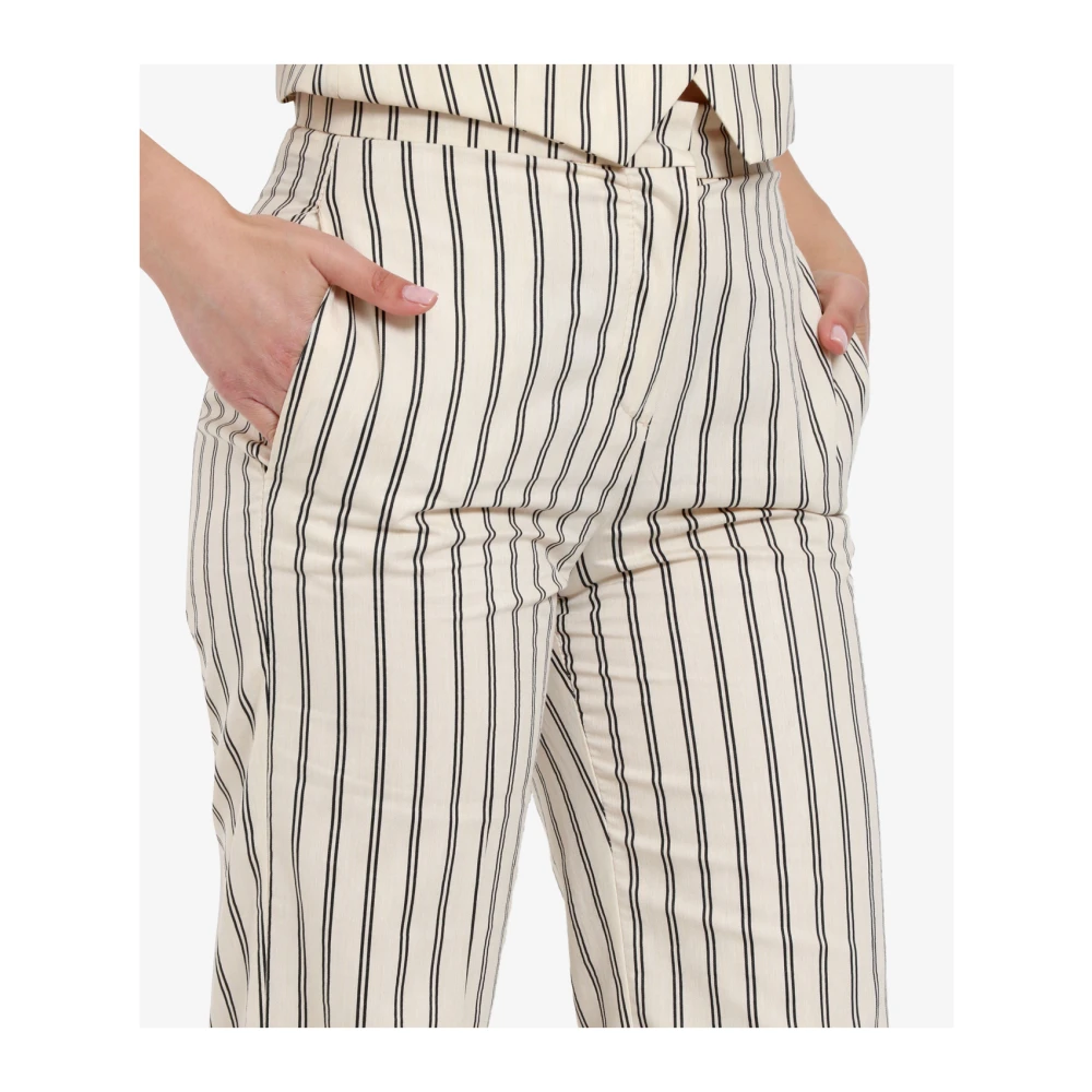 Kaos Beige Hoge Taille Pinstripe Broek Beige Dames