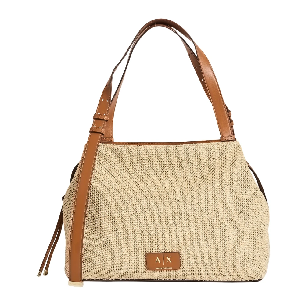 Armani Exchange Beige Structured Mini Shoulder Bag