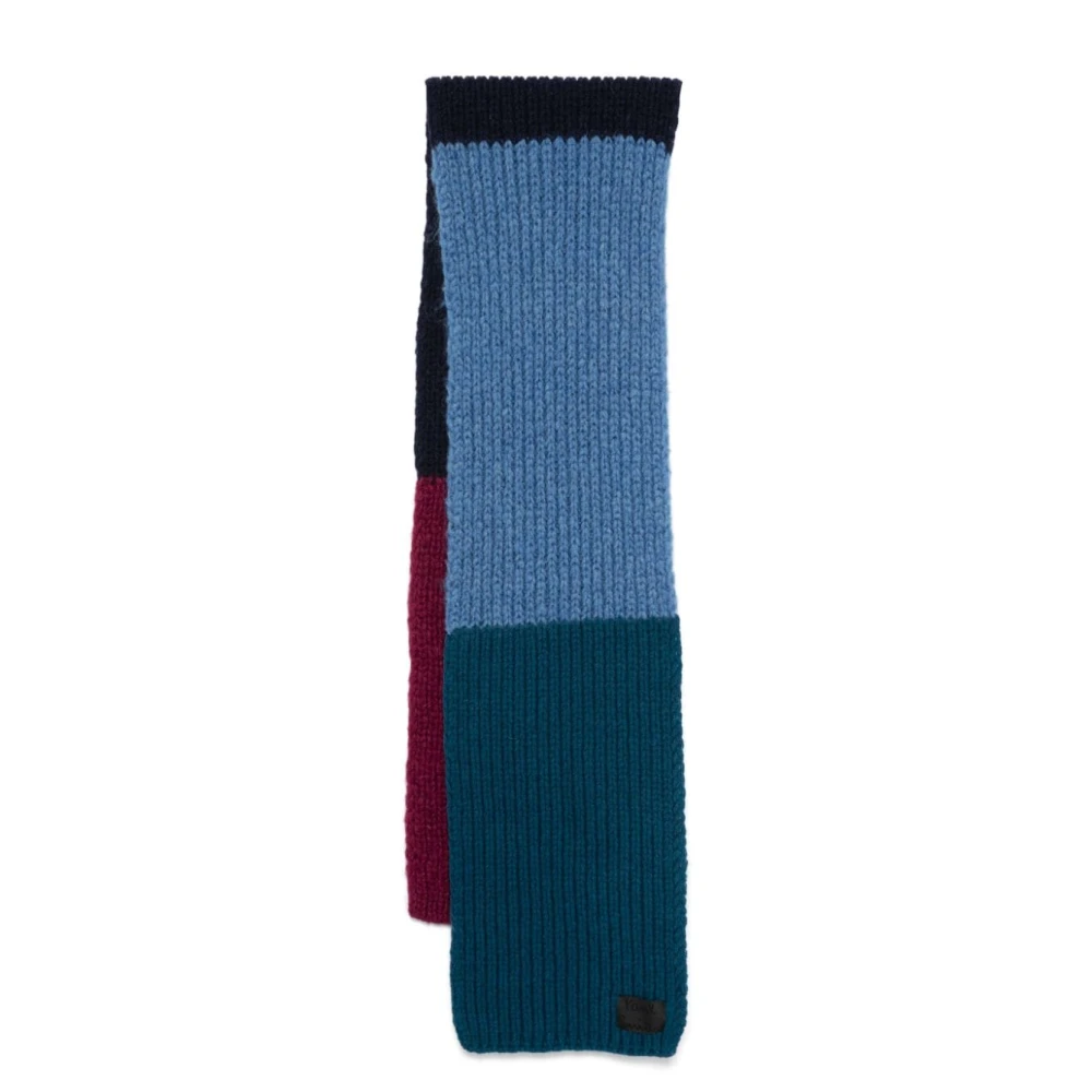 Paul Smith Herr Multicolor Accessoarer One Size, Blå Patchwork Ullblandningsscarf