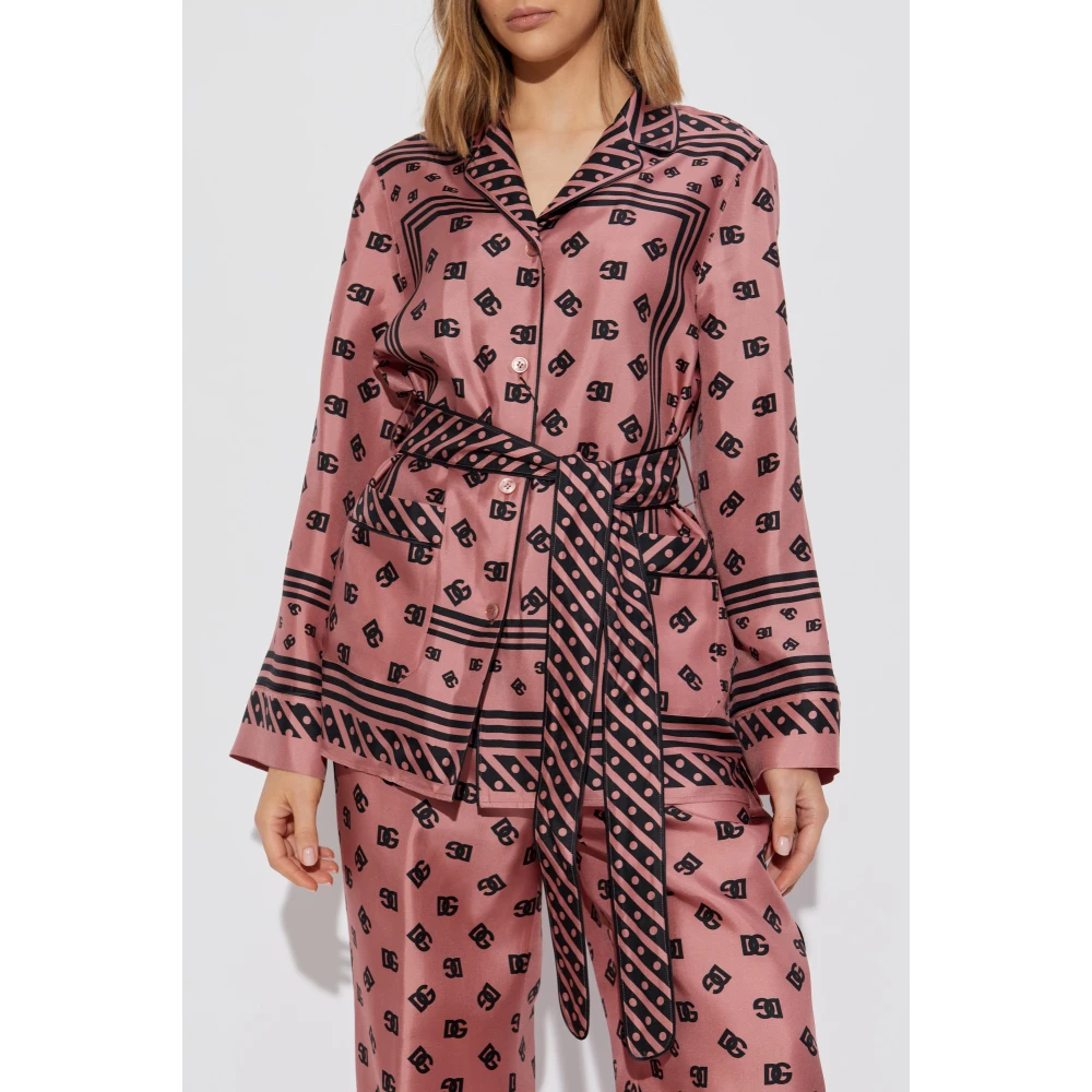 Dolce & Gabbana Zijden shirt met riem Pink Dames