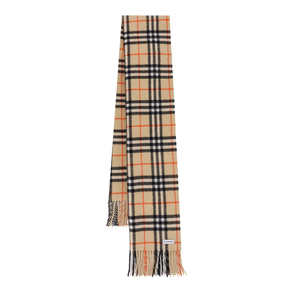 Burberry Beige Cashmere Sjaal met Rafelige Profielen Beige Dames