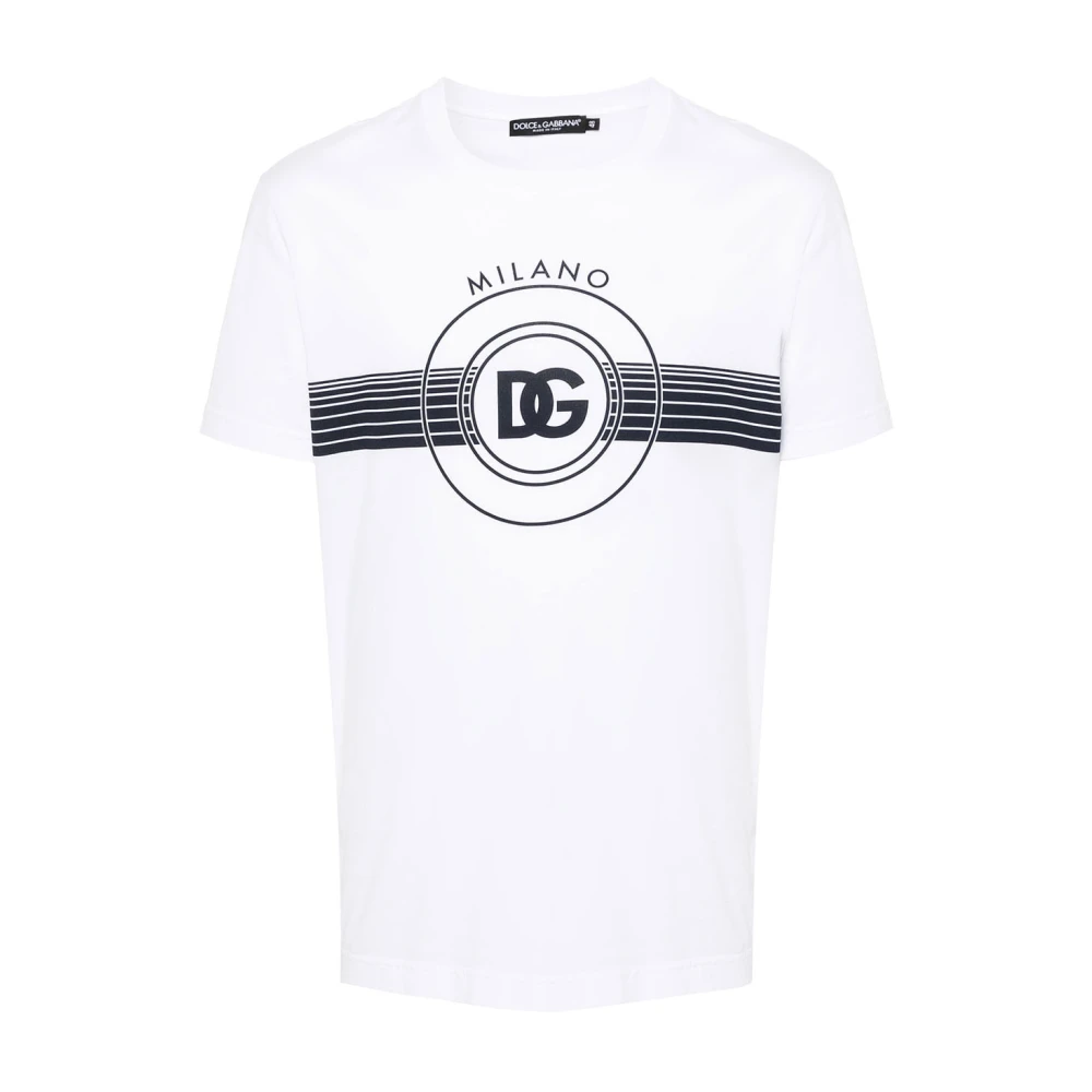 Dolce & Gabbana Men's White Stylish Graphic Tee Shirt