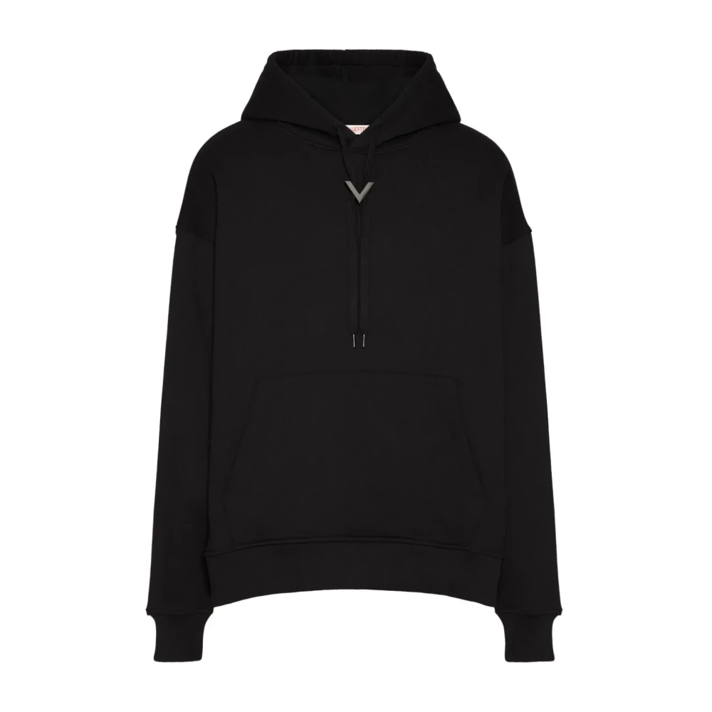 Valentino Zwarte katoenen hoodie met logo Black Heren