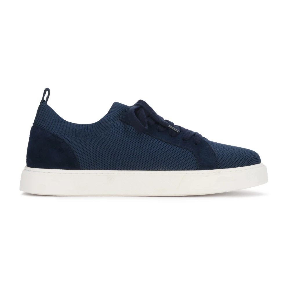 Kazar Kazar marineblauwe heren sneakers van stof en suède met contrasterende zool Heren Schoenen