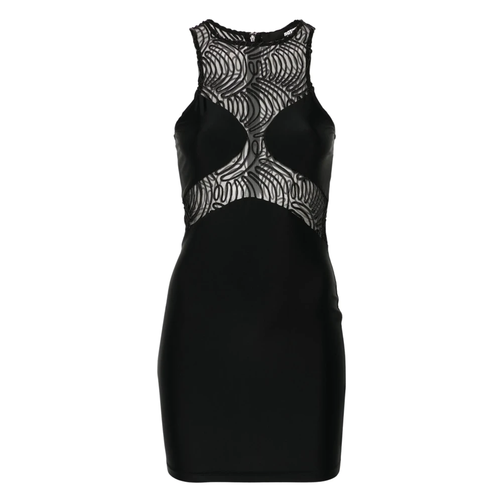 Rotate Birger Christensen Mouwtjesloze Jurk met Ronde Hals Black Dames