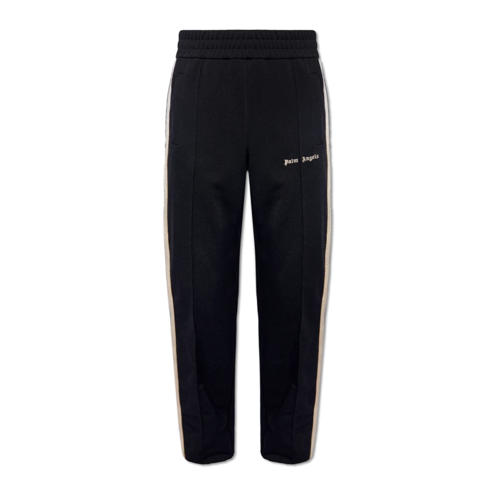 Palm Angels Men's Black Sweatpants,, Side-Stripe Trousers Extra Small