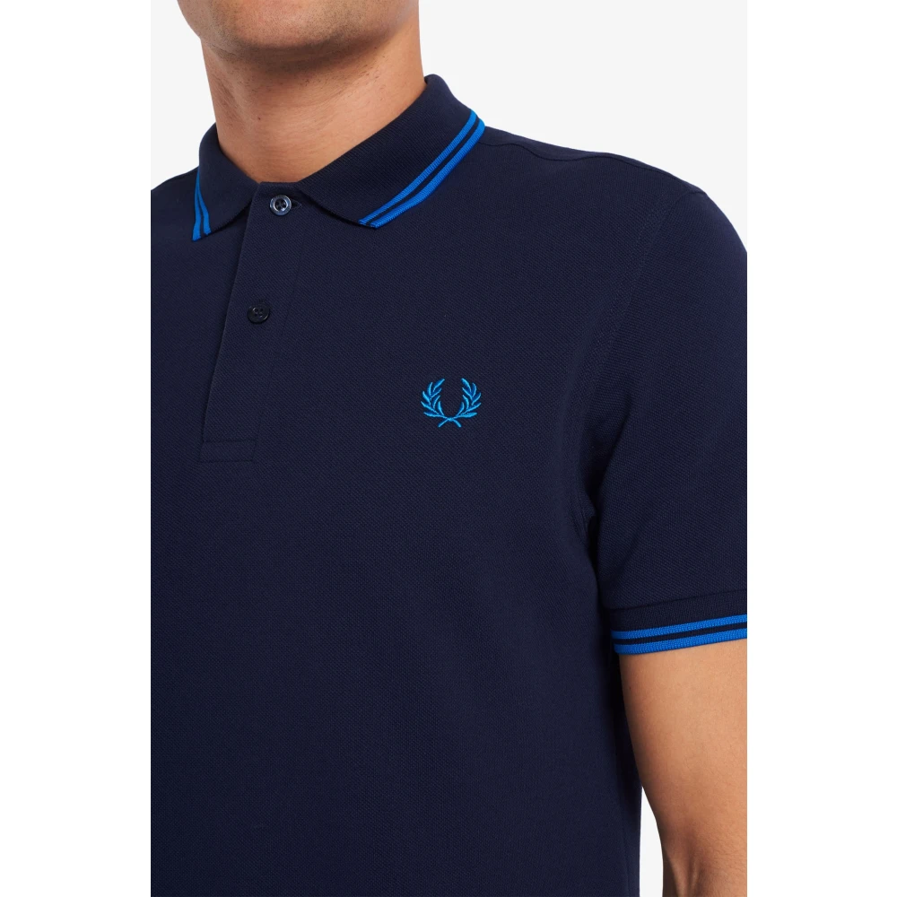 Fred Perry Slim Fit Twin Tipped Polo Blue Heren