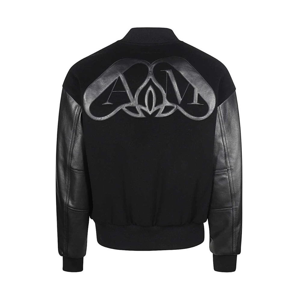 alexander mcqueen Wol Leren Bomberjack Black Heren