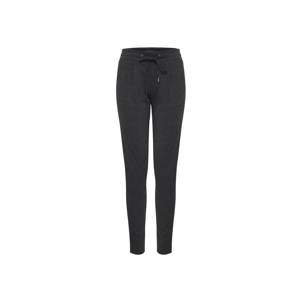 Ichi Women's Gray Sweatpants,, Cigarette Trousers Relaxed Fit Small