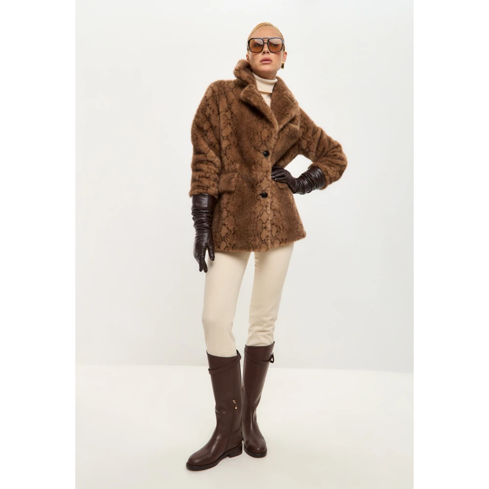 Cesare Gaspari Faux Fur & Shearling Jackets Brown Dames