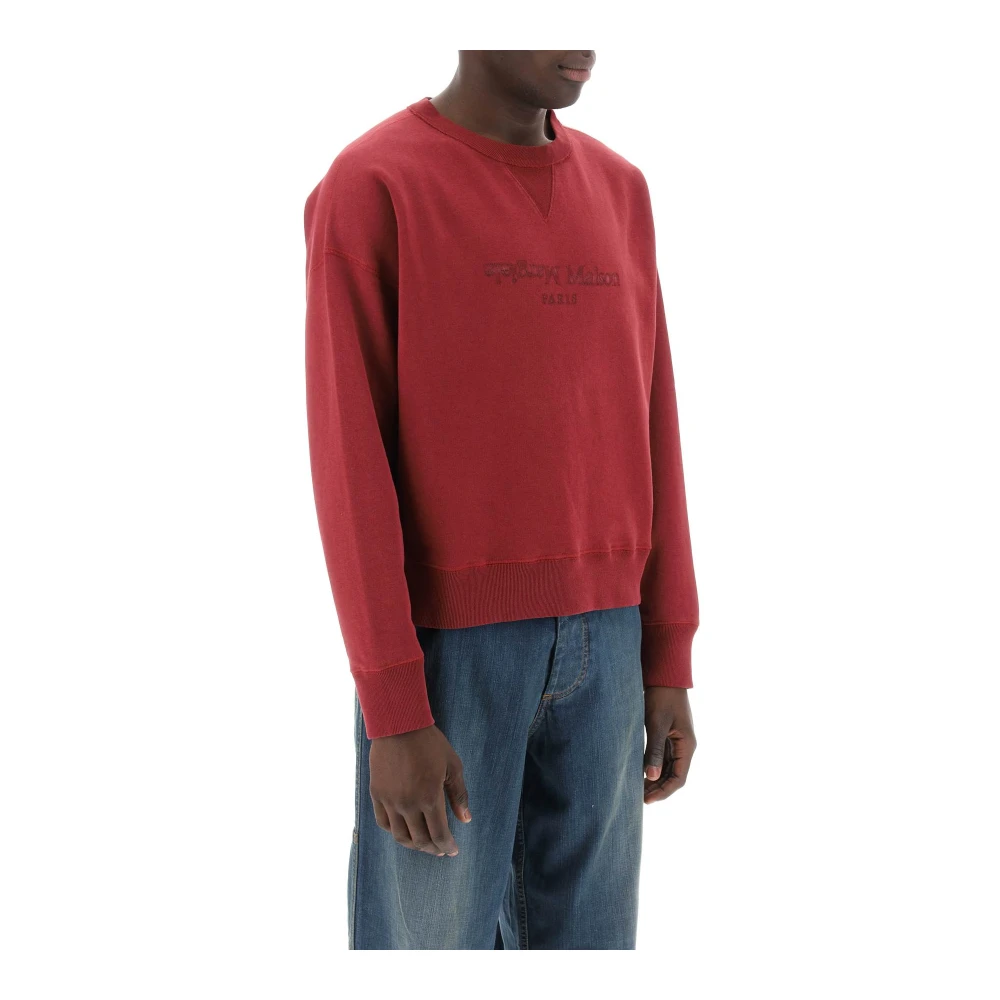 Maison Margiela Sweatshirt met omgekeerd logo van geborsteld katoen Red Heren