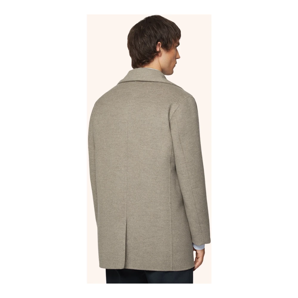 Kiton Cashmere Blend Erwtenjas Beige Heren