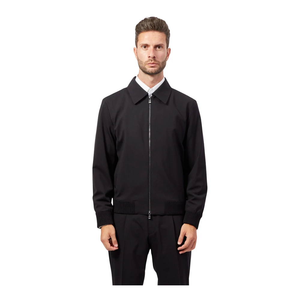 Hugo Boss Moderne Zwarte Jas Straight Slim Fit Black Heren