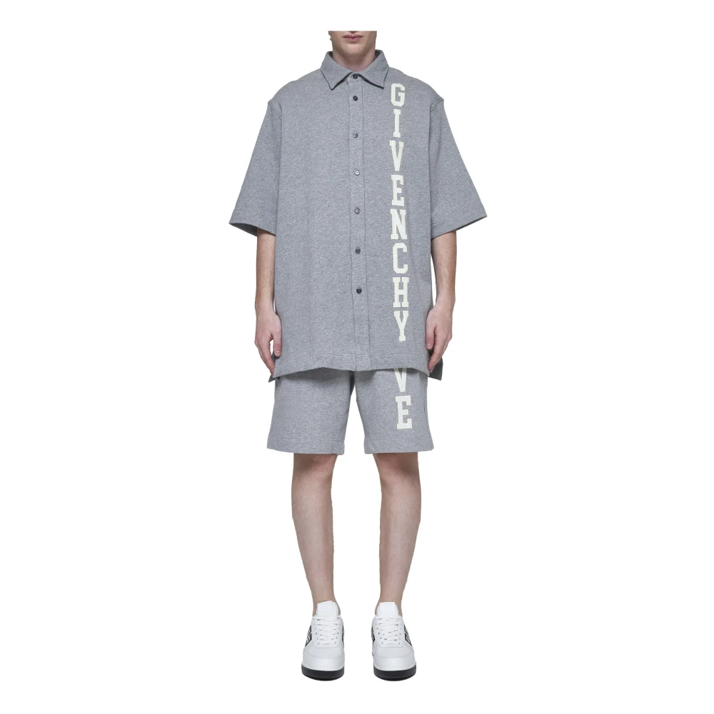 Givenchy Lichtgrijs Gemêleerd Katoenen Jersey T-shirt met Halve Mouwen Gray Heren