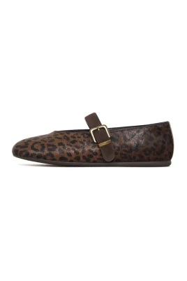 Elegant Mary Jane Flats - Leopard