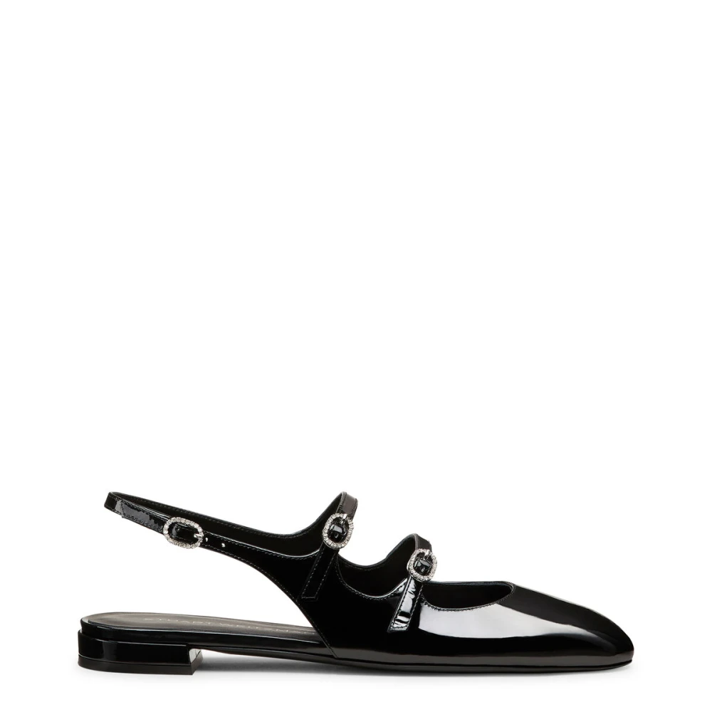 Stuart Weitzman Kristallspänne Slingback Platta Skor Black, Dam