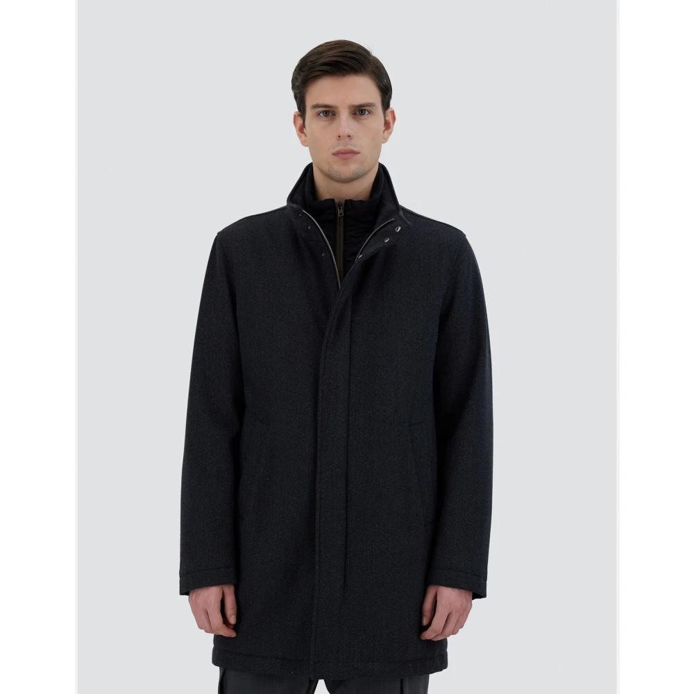 Herno Tweed wollen carcoat Black Heren