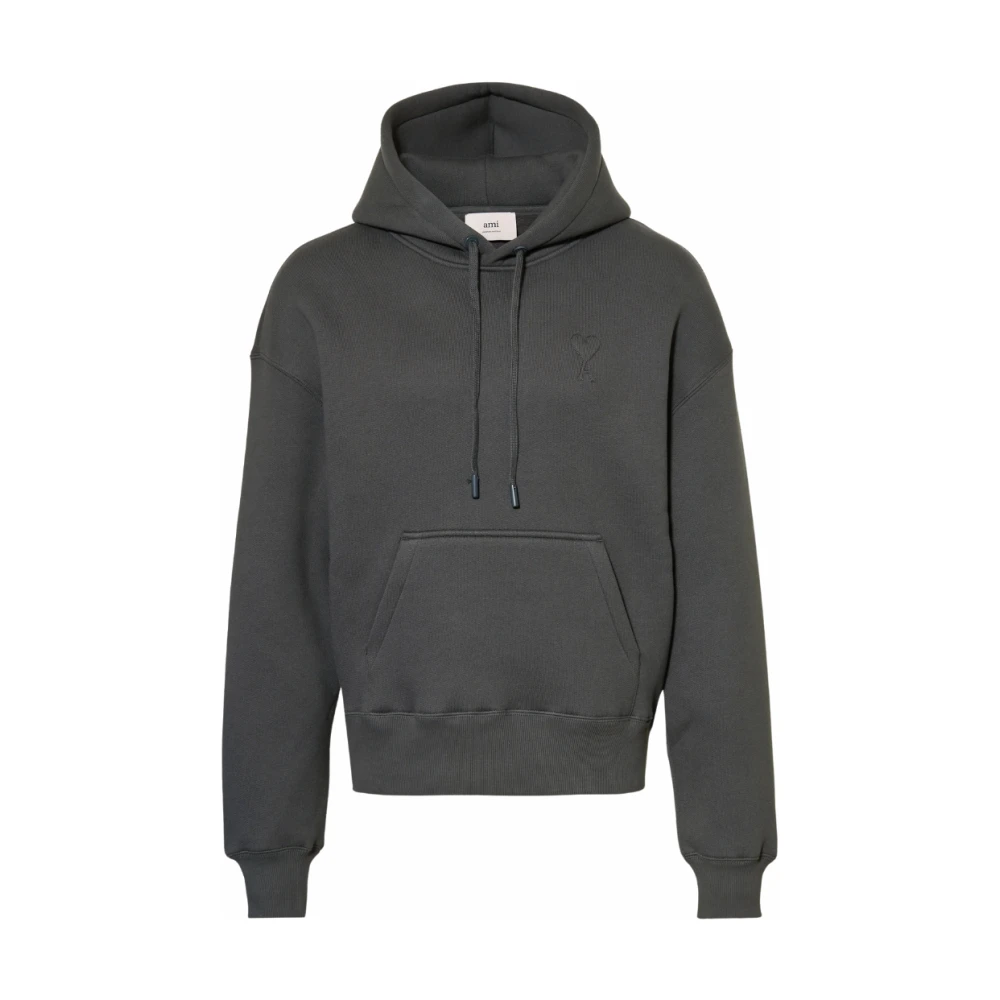 Ami Paris Mannelijk Zwart Hoodies & Sweatvesten Heren, L, Katoen, Ami De Coeur Hoodie