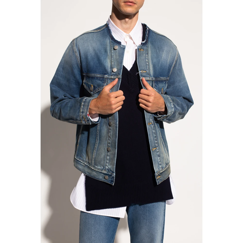 Maison Margiela Denim jas met logo Blue Heren