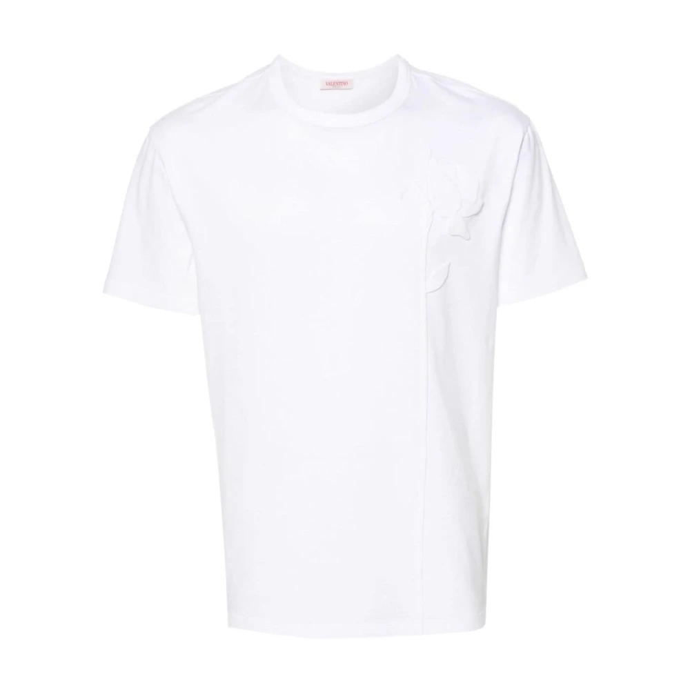 Valentino Garavani Vit Blomsterapplikation Crew Neck T-shirt White, Herr