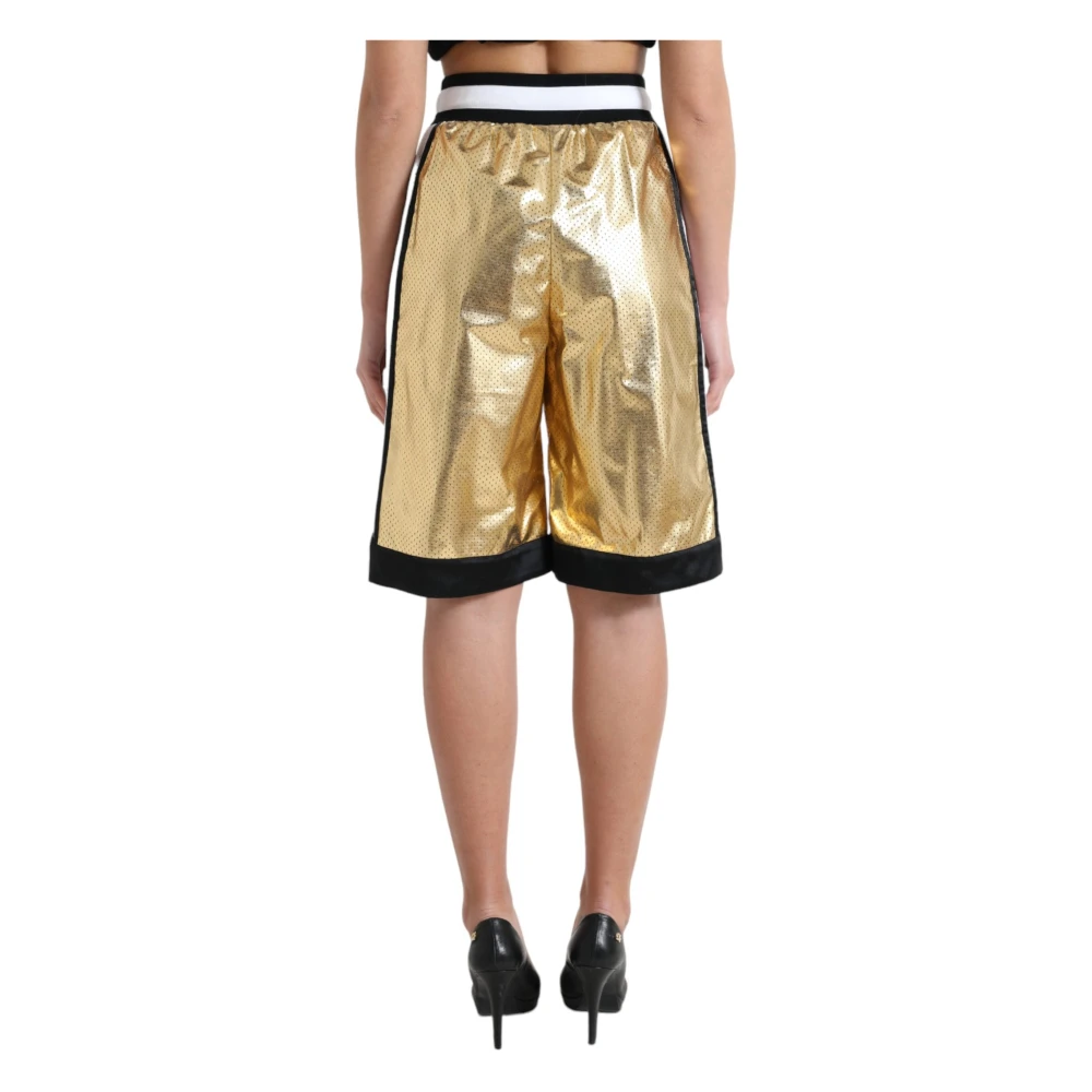 Dolce & Gabbana Gouden high-waisted metallic shorts Yellow Dames