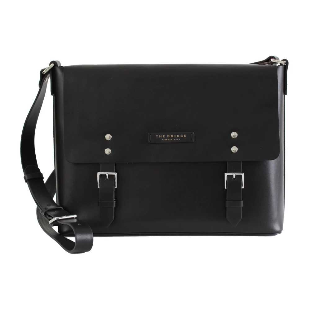 The Bridge Men's Black Cross Body Bags, One Size, Leather Messenger Bag Lorenzo